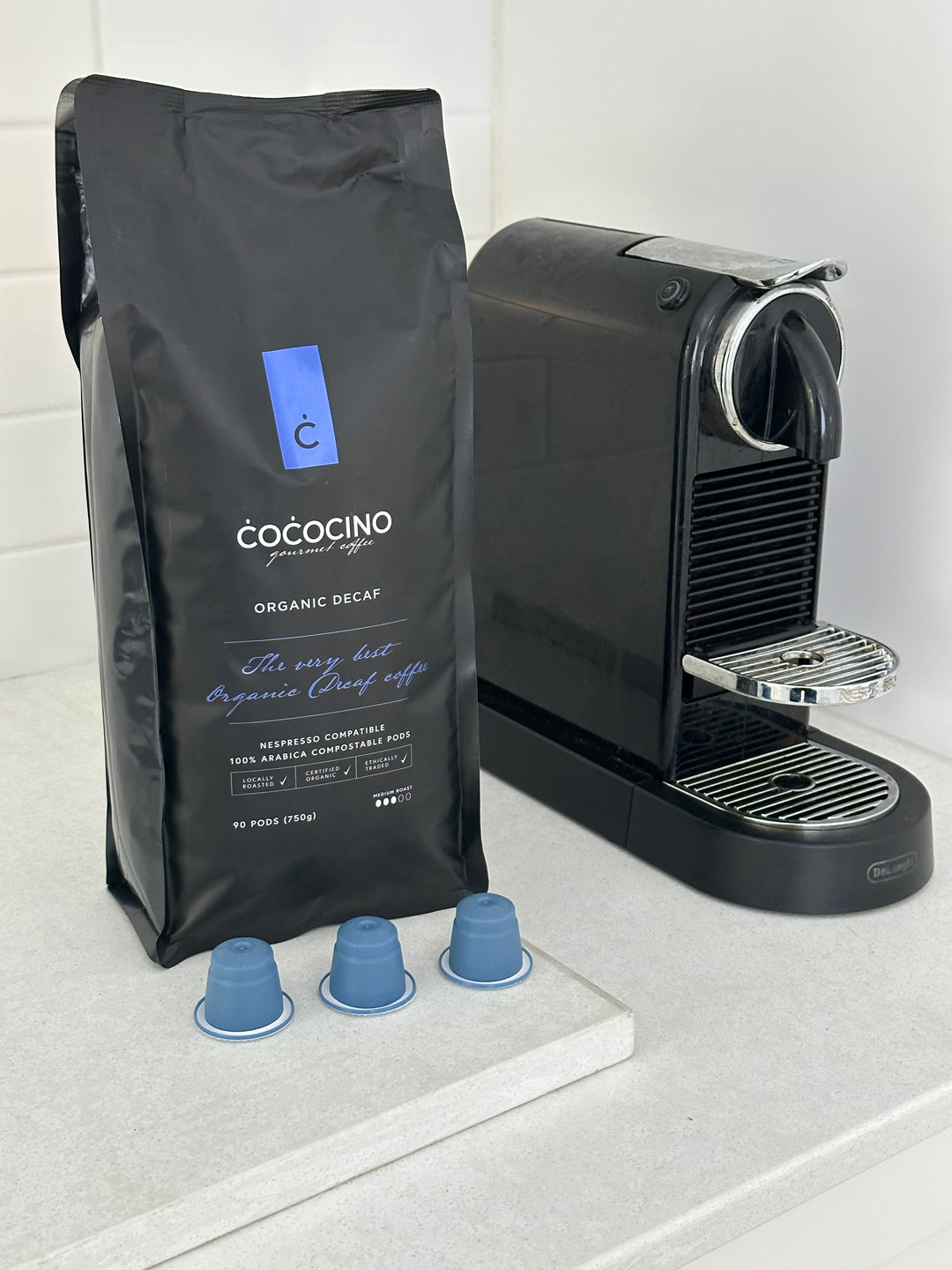 Decaffeinated Coffee Pods - Organic coffee in biodegradable pods