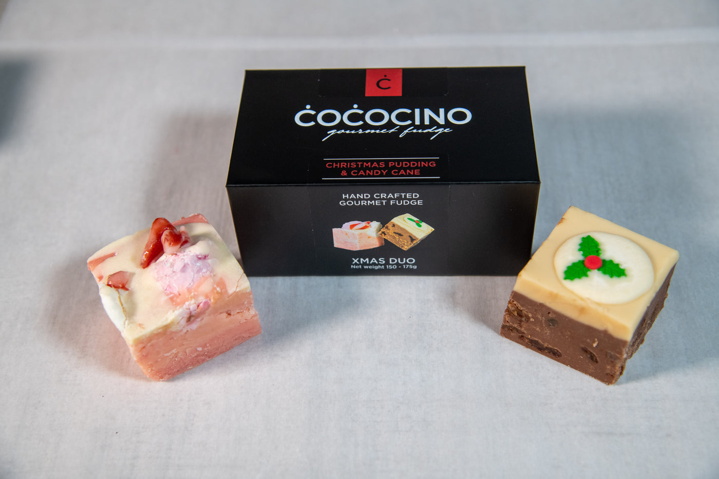 Christmas Pudding & Candy Cane mellows, white choclate Fudge